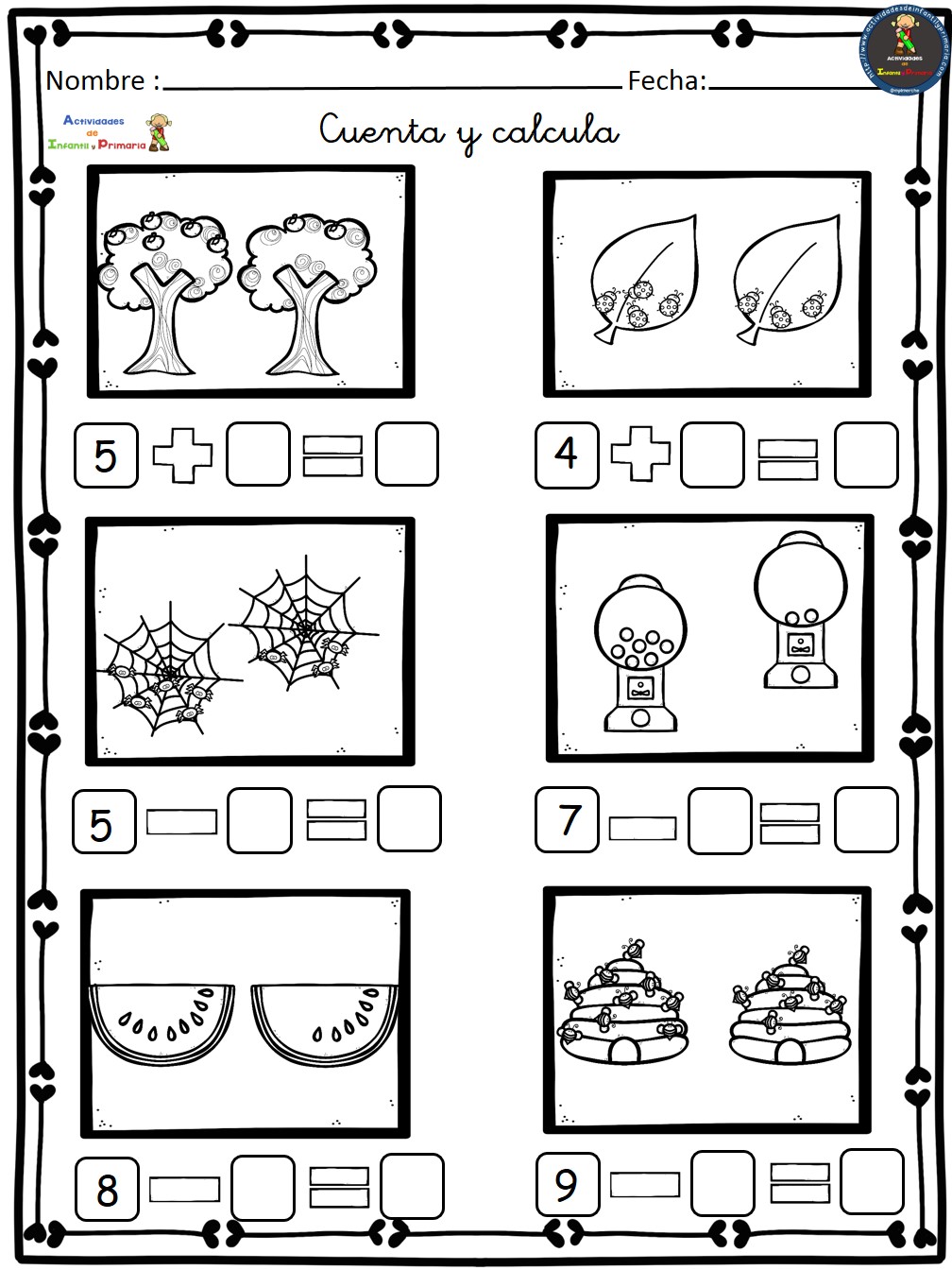 Ejercicios de Matemáticas conteo-sumas-restas Primero ...