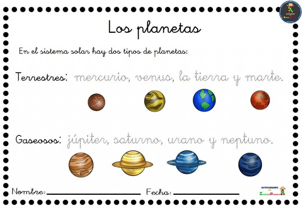 Resultado de imagen de actividades del sistema solar