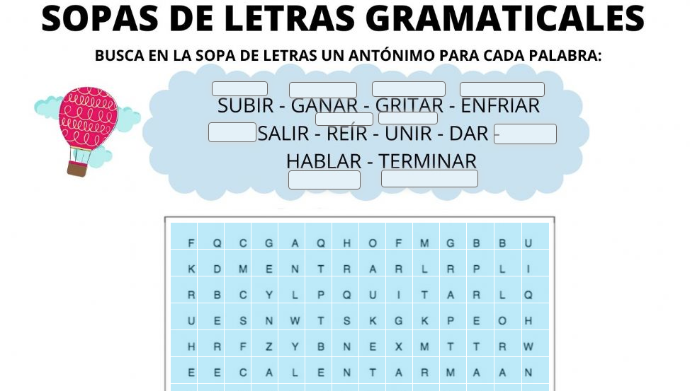 ACTIVIDAD INTERACTIVA SOPA DE LETRAS GRAMATICAL - Actividades de