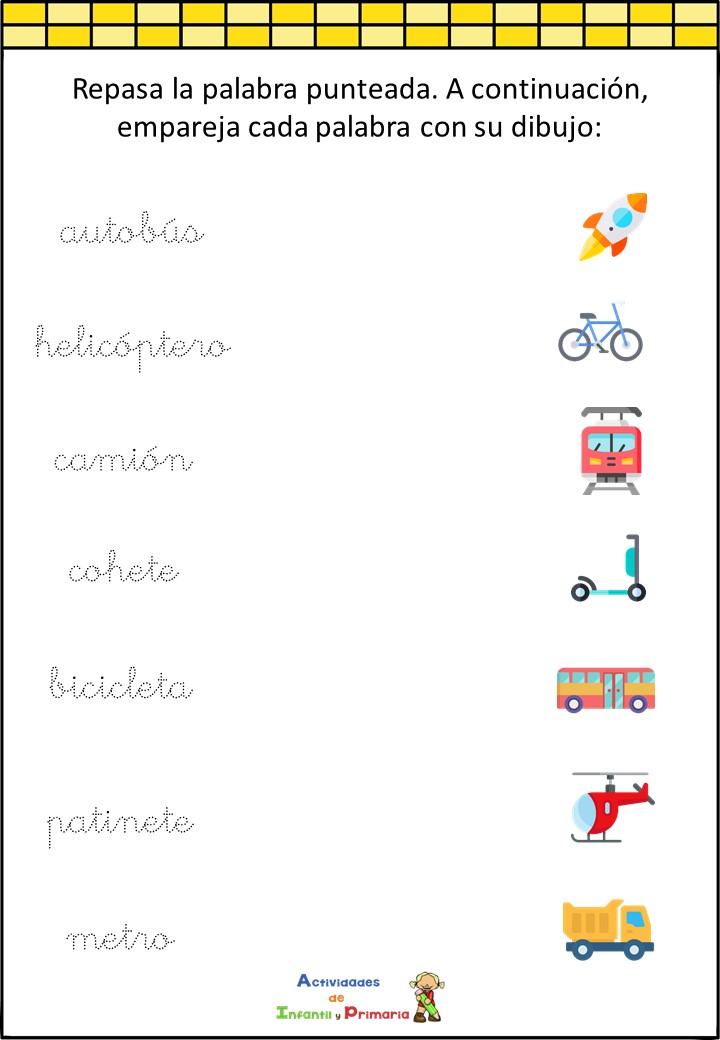 asociación imagen palabras medios transporte (2) asociación imagen palabras medios transporte (2)
