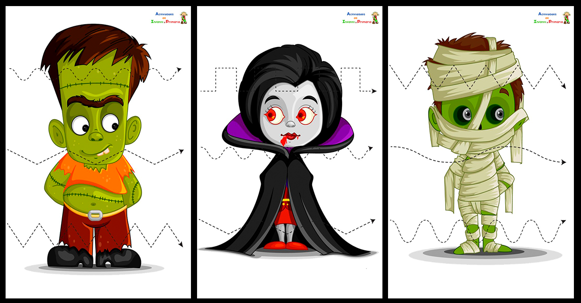 Fichas para aprender a recortar, especial Halloween