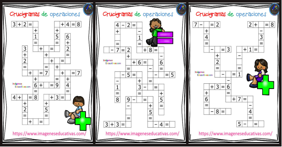 Crucigrama de sumas y restas - Actividades de infantil y primaria