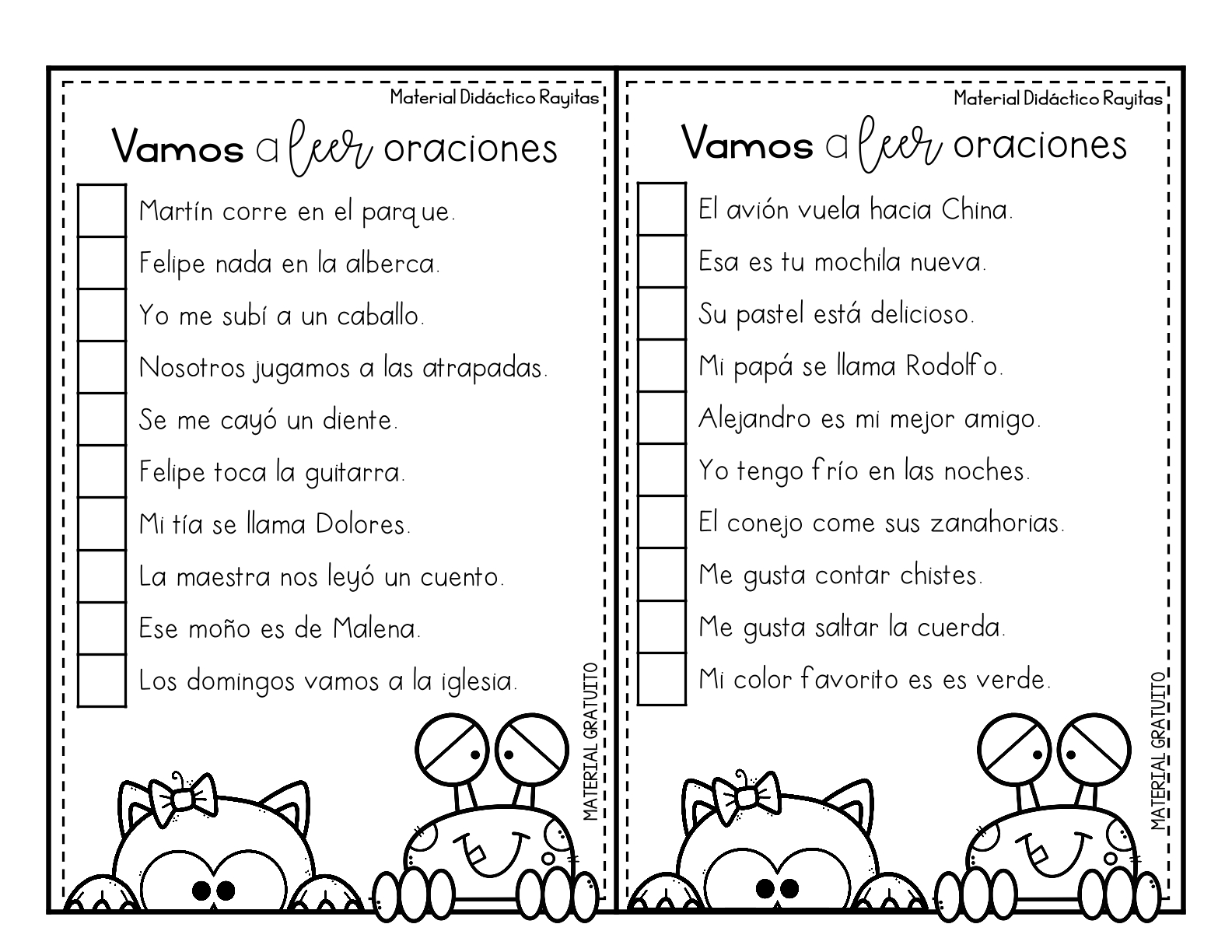 Lectura De Oraciones Para Niños De Primer Grado