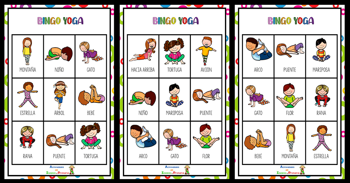 Bingo de yoga para niños
