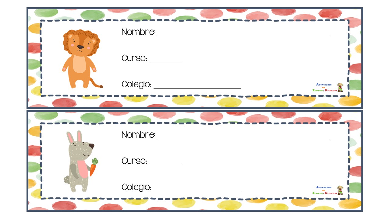 Bonitas etiquetas de animales cuadernos y libros