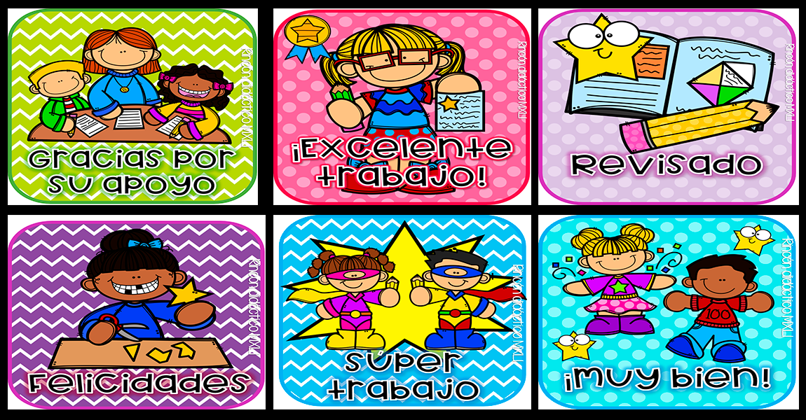 Colección de stickers o pegatinas para calificar las tareas de nuestros