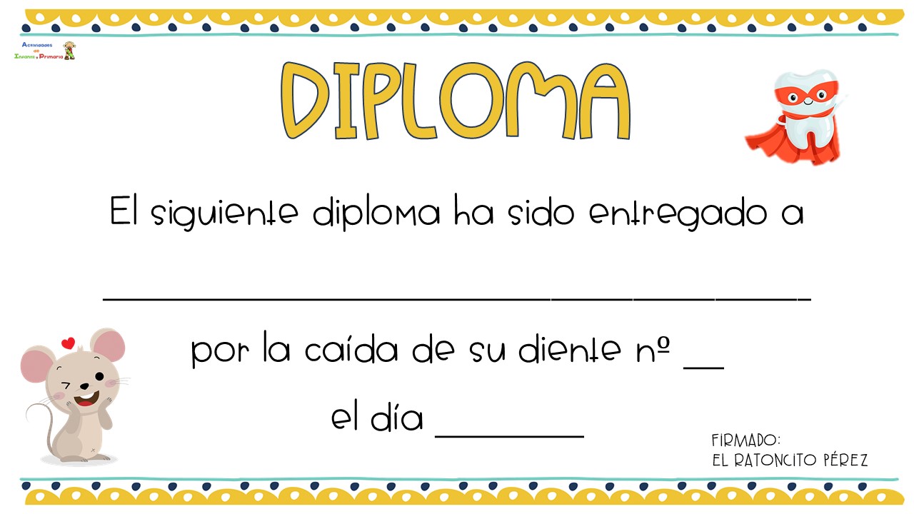Material sobre el Ratoncito Pérez: Diploma y plantillas - Actividades ...