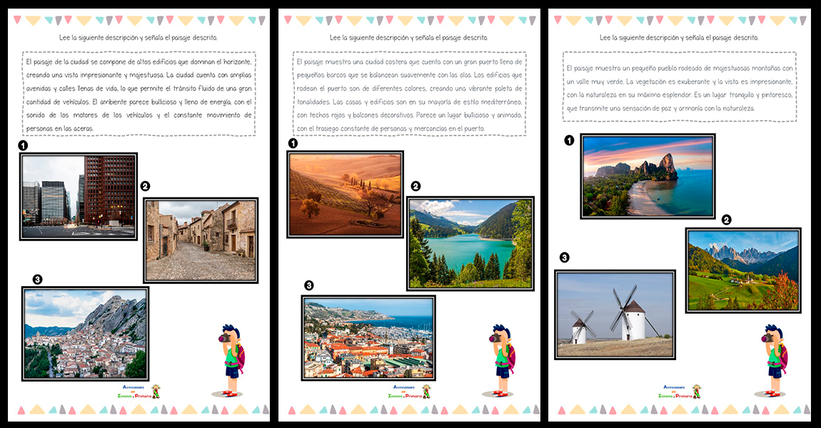 Comprensión lectora Descripciones de paisajes