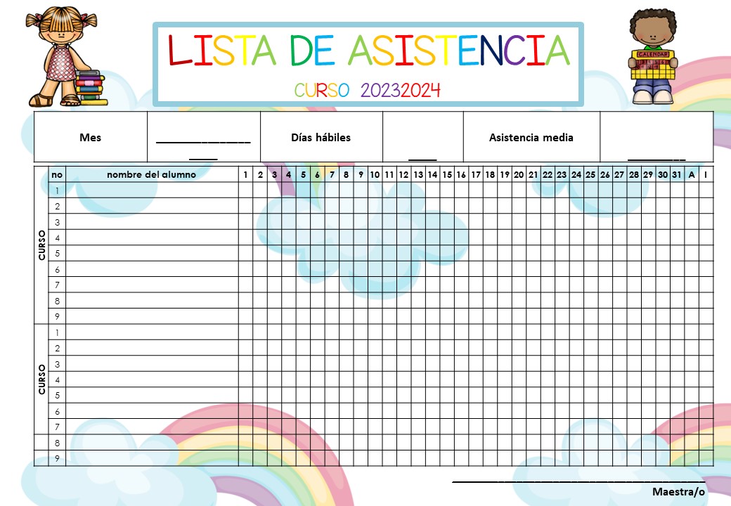 Editable en power point REGISTRO DE ASISTENCIA COLORIDO 20232024