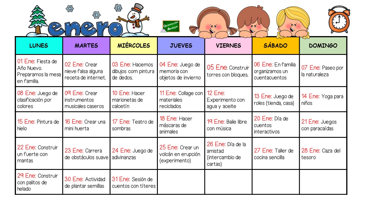 20 Ideas Para Tu Calendario De Actividades Para Niños En Casa