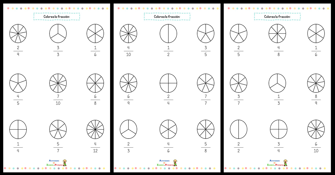 Fichas para colorear fracciones fichas-para-colorear-fracciones