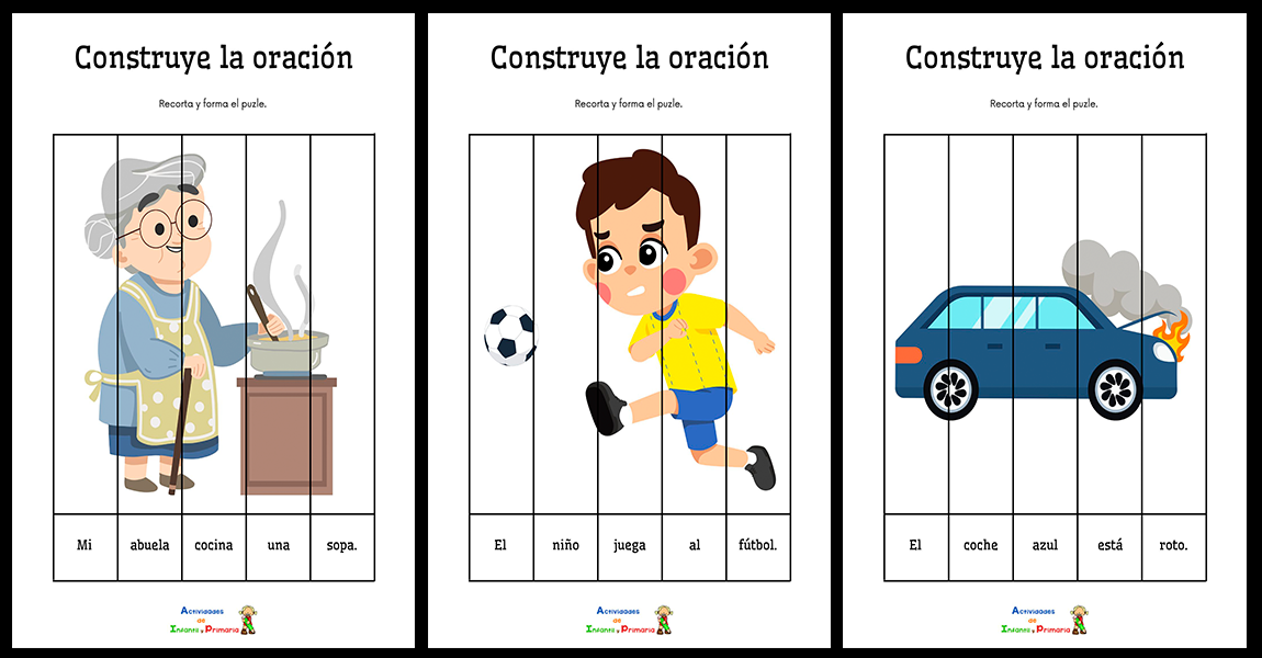 Mis primeras oraciones: Puzle construye la oración de 5 palabras ...
