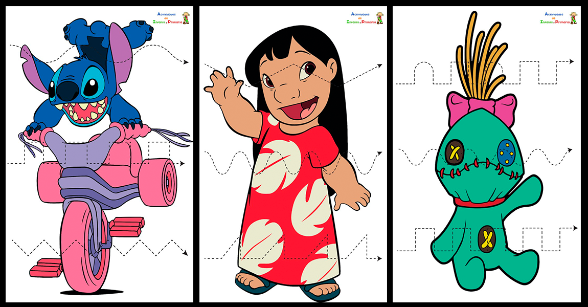 Fichas para recortar de Lilo y Stitch - Actividades de infantil y primaria