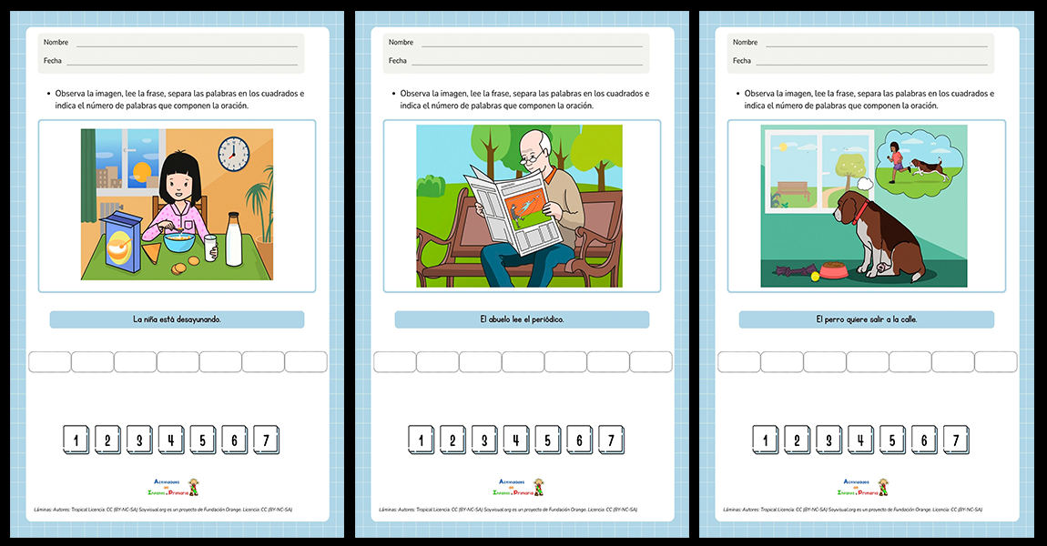 Conciencia léxica: Número de palabras de una oración - Actividades de ...