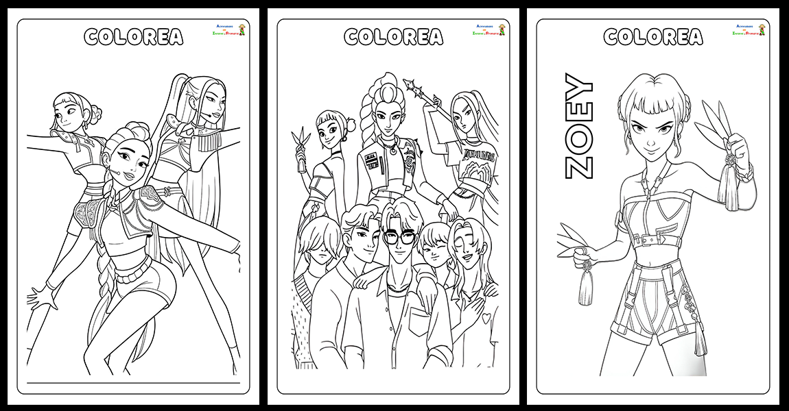 Dibujos para colorear de las Guerreras K pop - Actividades de infantil