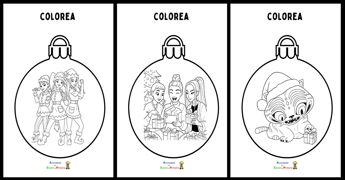 Bolas Navideñas para Colorear y Armar PDF