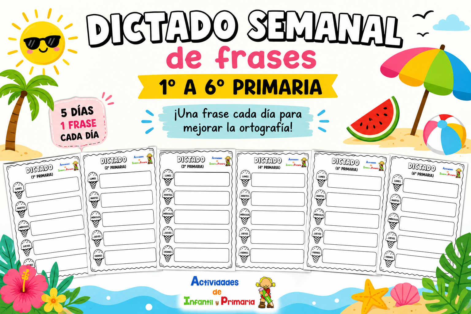 Mi heladería de frases: Dictado semanal para Primaria - Actividades de ...